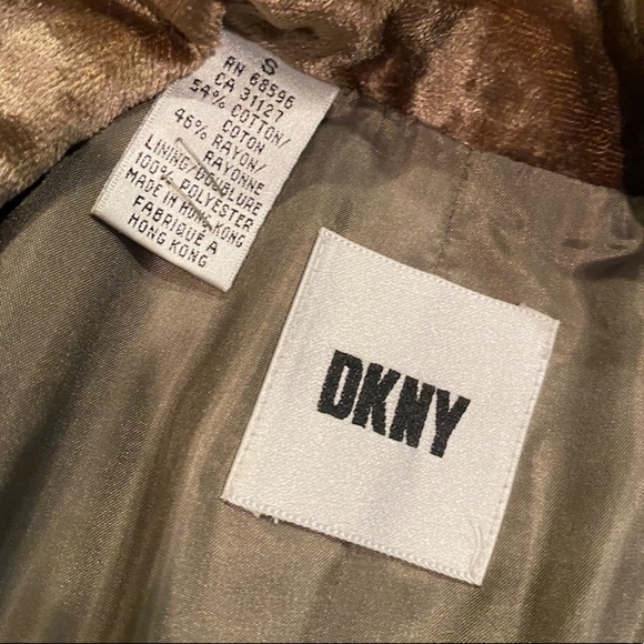 EUC DKNY Long Double Breasted Faux Fur Coat S Jacket Bronze brown soft silky - Picture 4 of 4